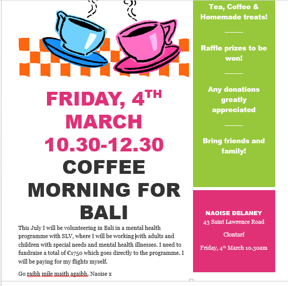 Fundraising Event!! Coffee Morning!!